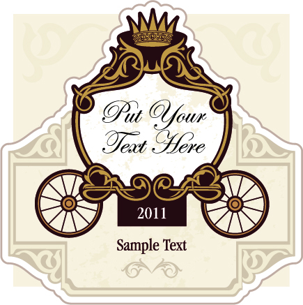 Wedding invitation with Carriage design vector 05