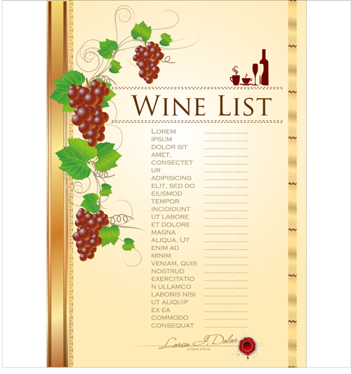 Wine menu list creative vector 01