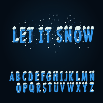 Winter style alphabet creative vector