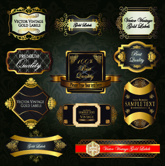 Retro label luxury design vector 03