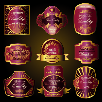 Retro label luxury design vector 04