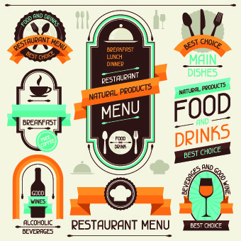 Vector Retro Stickers and labels set 01