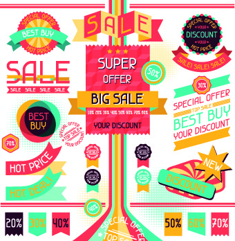 Vector Retro Stickers and labels set 05