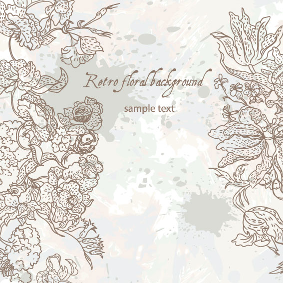 line of draft Flower background vector 03