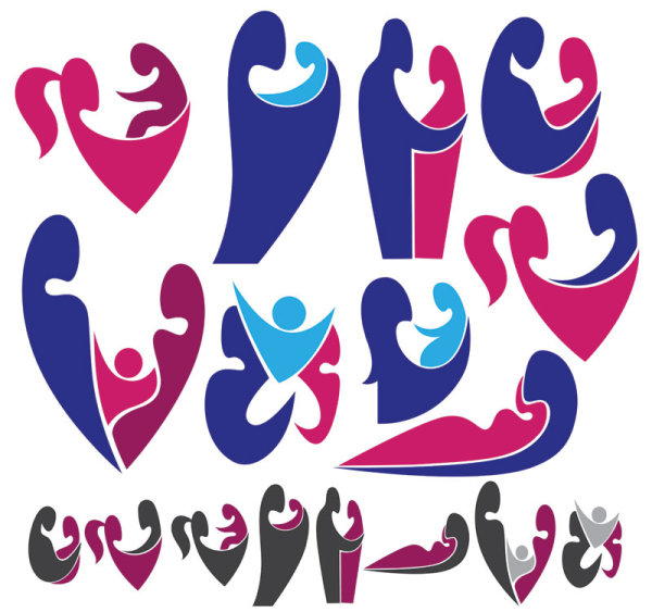 People color  Silhouettes vector 01