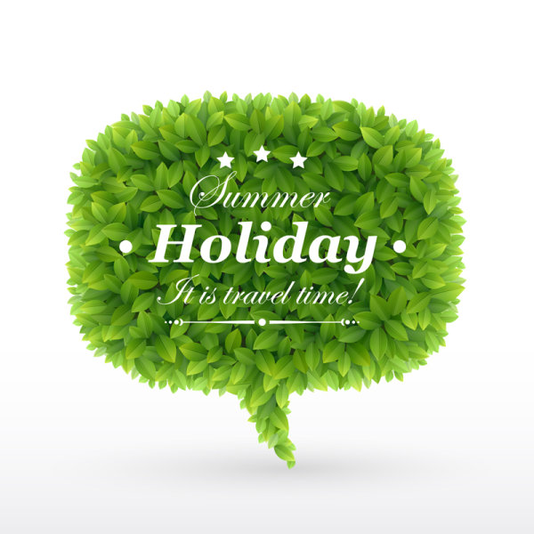 Set of Leaves Speech Bubbles vector 01