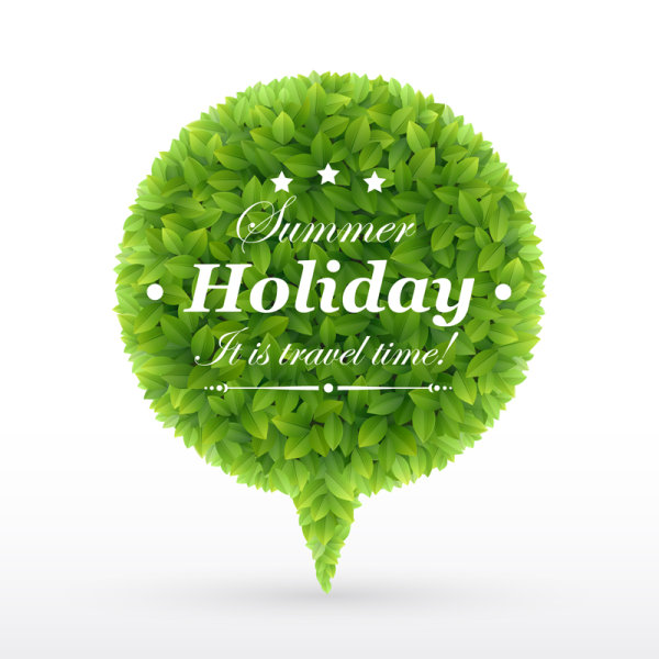 Set of Leaves Speech Bubbles vector 02