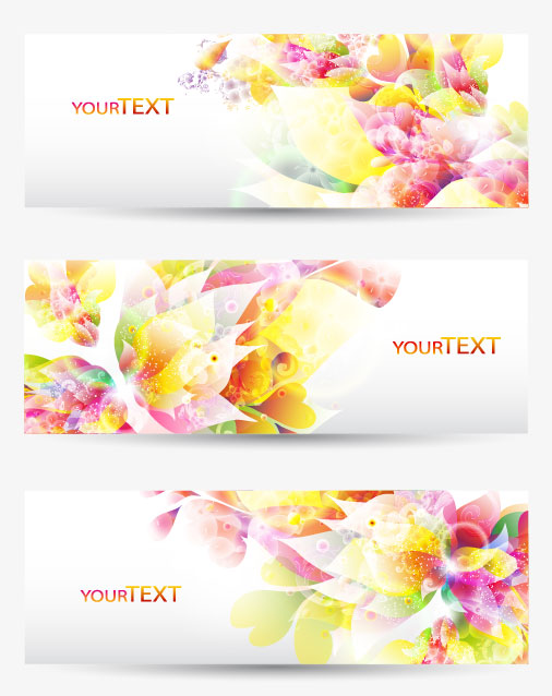 Abstract Petal elements banner vector 01