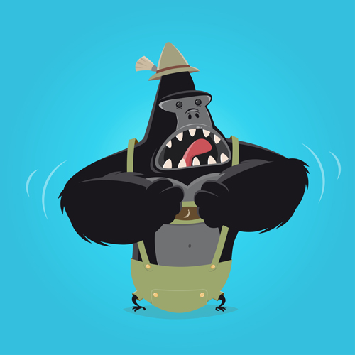 Amusing gorilla cartoon styles vector 01