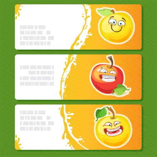 Banners cartoon apple vector 01