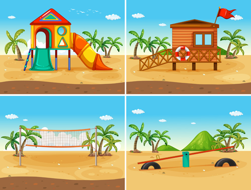 Beach travel background art vectors