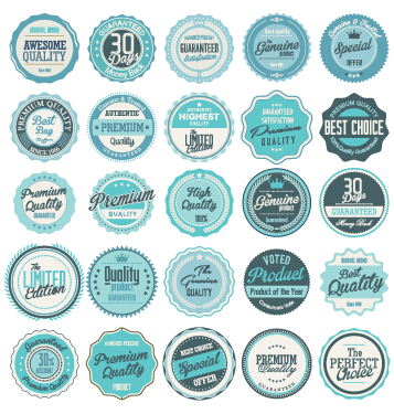 vintage labels design circular blue 