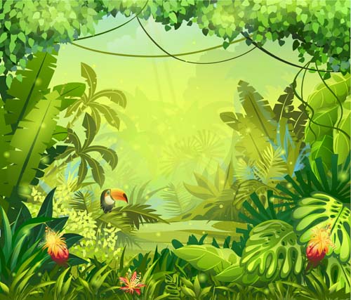 Cartoon nature scenery with animal vectors 06 Cartoon nature scenery with animal vectors 06