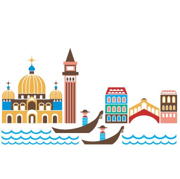 Cartoon town buildings design vector graphics 02