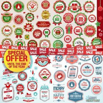 Christmas special offer labels vector 01