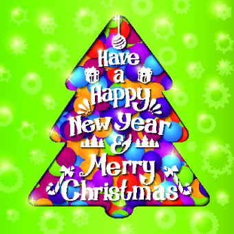 Christmas tree and green background vector