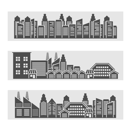 City buildings banners vector graphics 01