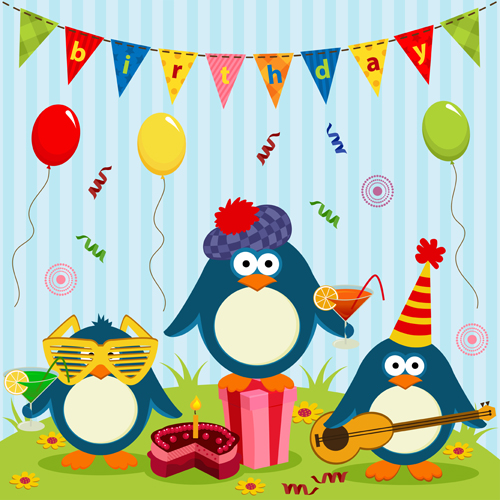 Cute Animals cards art vector 03