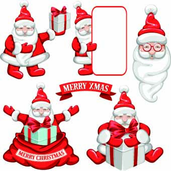 Cute Santa sale labels vector 01