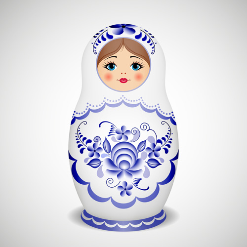 Cute russian doll design vectors 03