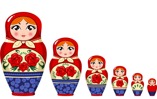 Cute russian doll design vectors 04