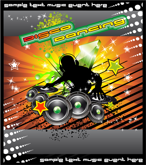 Music elements Disco dance vector 03