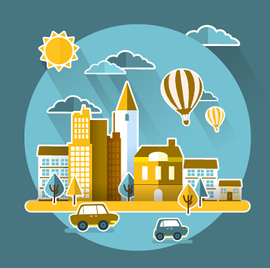 Eco city concept template vector 03