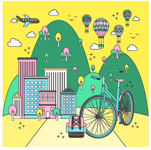 Eco city concept template vector 04