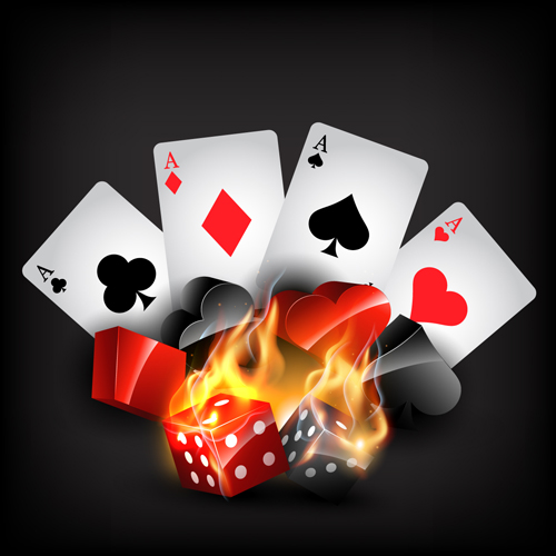 Flame elements Casino cards vector graphics 03