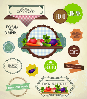 Fresh food labels design vector 02