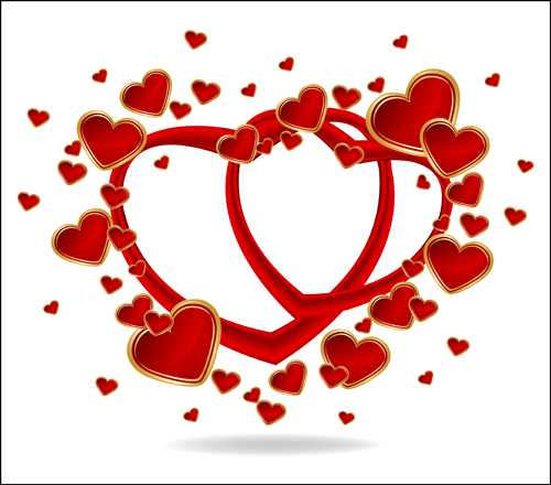 Gold Romantic Love hearts vector art