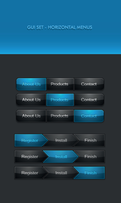 black and blue web button vector set 01