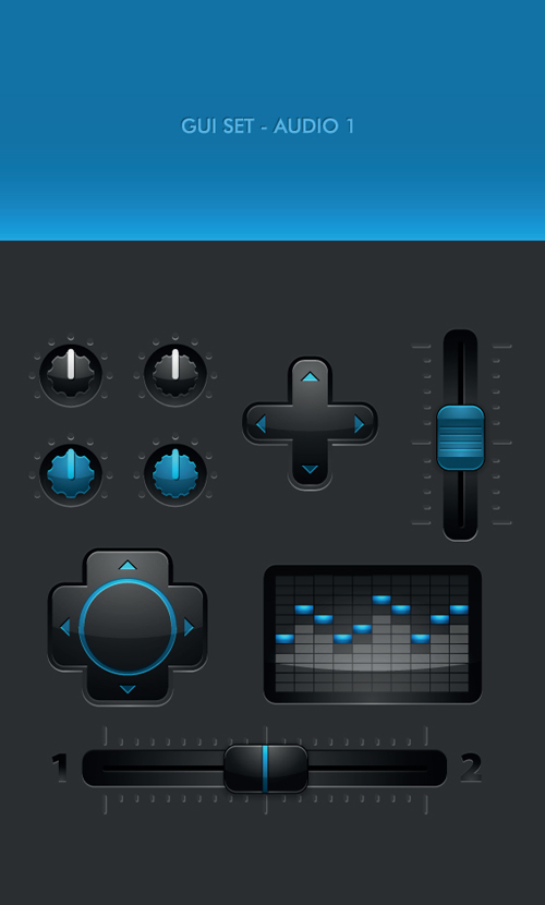 black and blue web button vector set 03