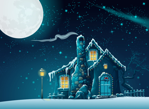 moon house haunted halloween cartoon 
