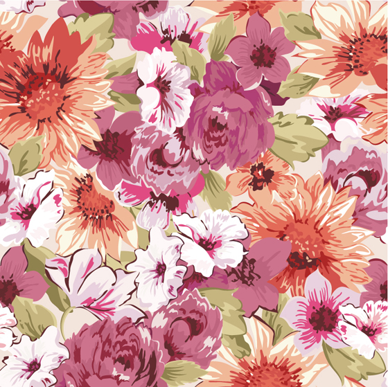 Hand drawn retro flower pattern vector