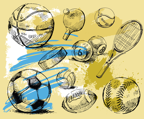 Hand drawn with graffiti sport background art vector 03
