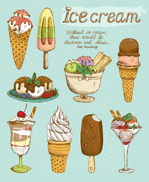 Ice cream retro style icons vector