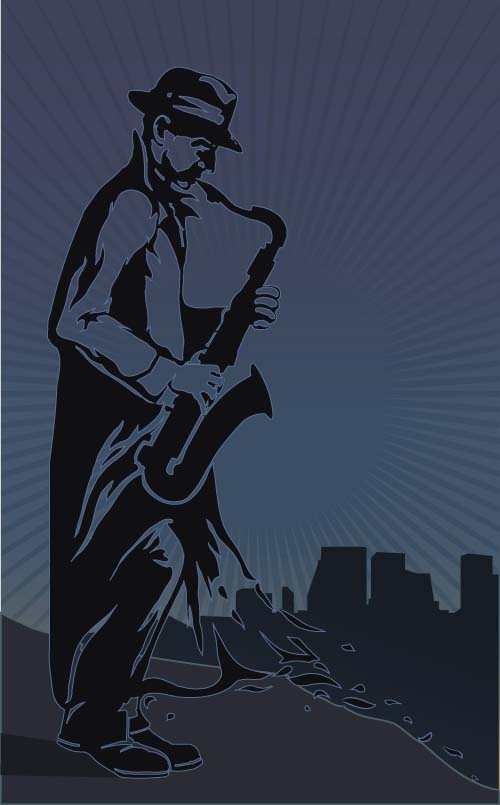 Old saxophone performer vector 01