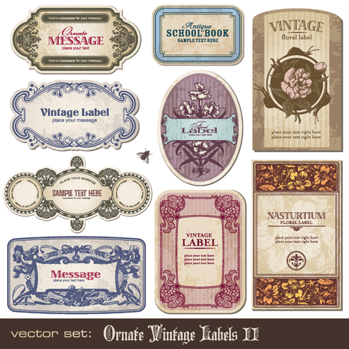 vintage ornate labels grunge 