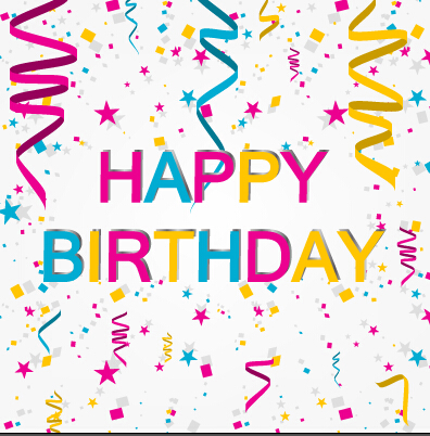 Paper tapes with confetti happy birthday background vector 04