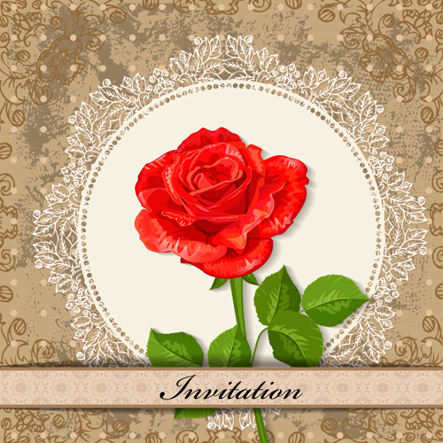 red invitation flower cards card 