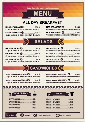 Restaurant menu price List template vector 01