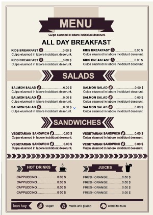 Restaurant menu price List template vector 02