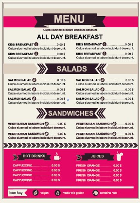 Restaurant menu price List template vector 03