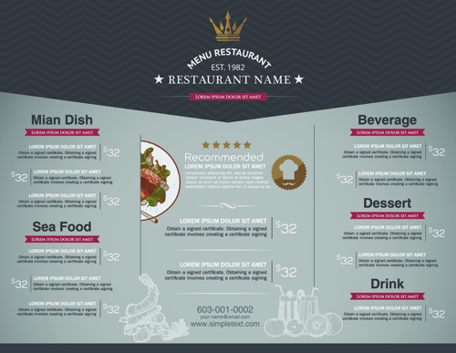 Restaurant menu price list creative vector 01