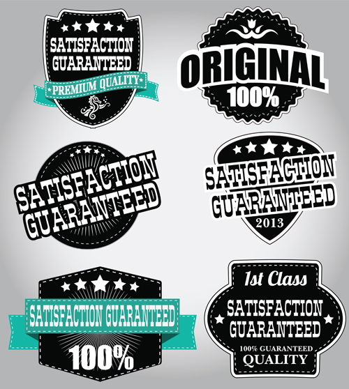 Retro Premium Quality Labels with Ribbon Vector 02