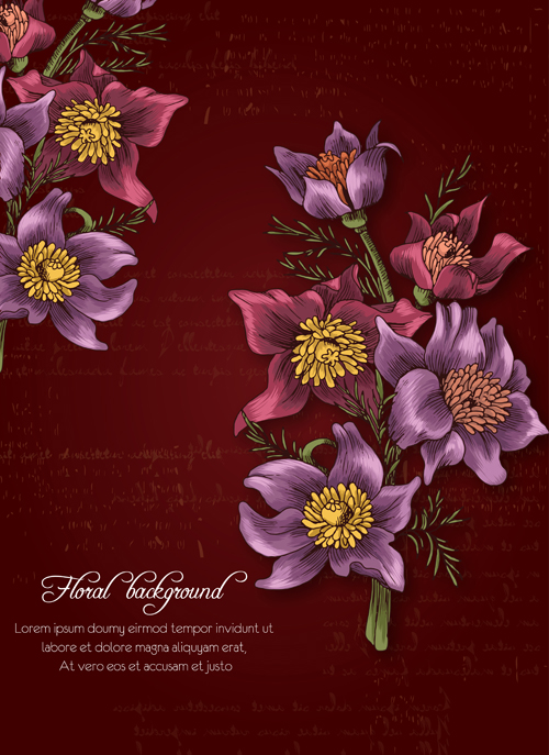 Retro font floral background 