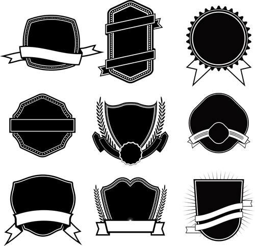 Ribbon with labels blank template vector 05