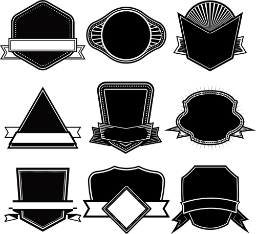 Ribbon with labels blank template vector 06