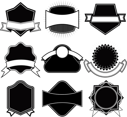 Ribbon with labels blank template vector 07